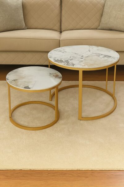 LuxeMarble Nest Stools Set