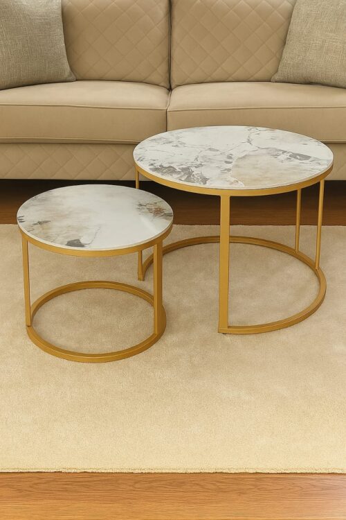 cofee table 1 LuxeMarble Nest Stools Set