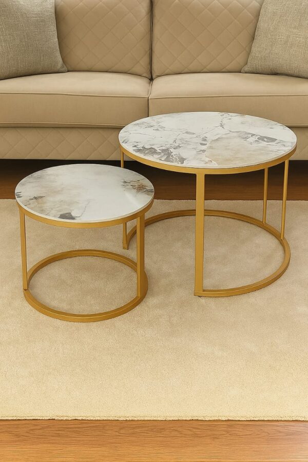 LuxeMarble Nest Stools Set