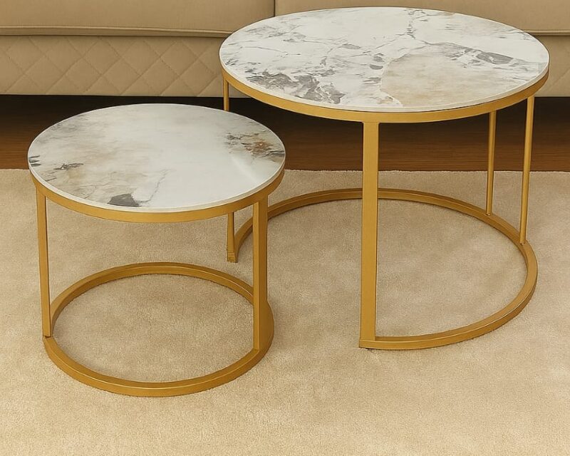 LuxeMarble Nest Stools Set