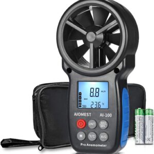 Digital anemometer air velocity meter for HVAC, ventilation, and air conditioning airflow testing