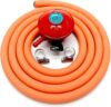 lpg-gas-regulator-with-high-pressure-hose-kit LPG gas regulator with high-pressure orange hose and hose clamps for propane gas cylinders