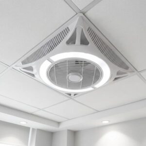 Recessed ceiling louver fan with integrated LED light measuring 60cm × 60cm